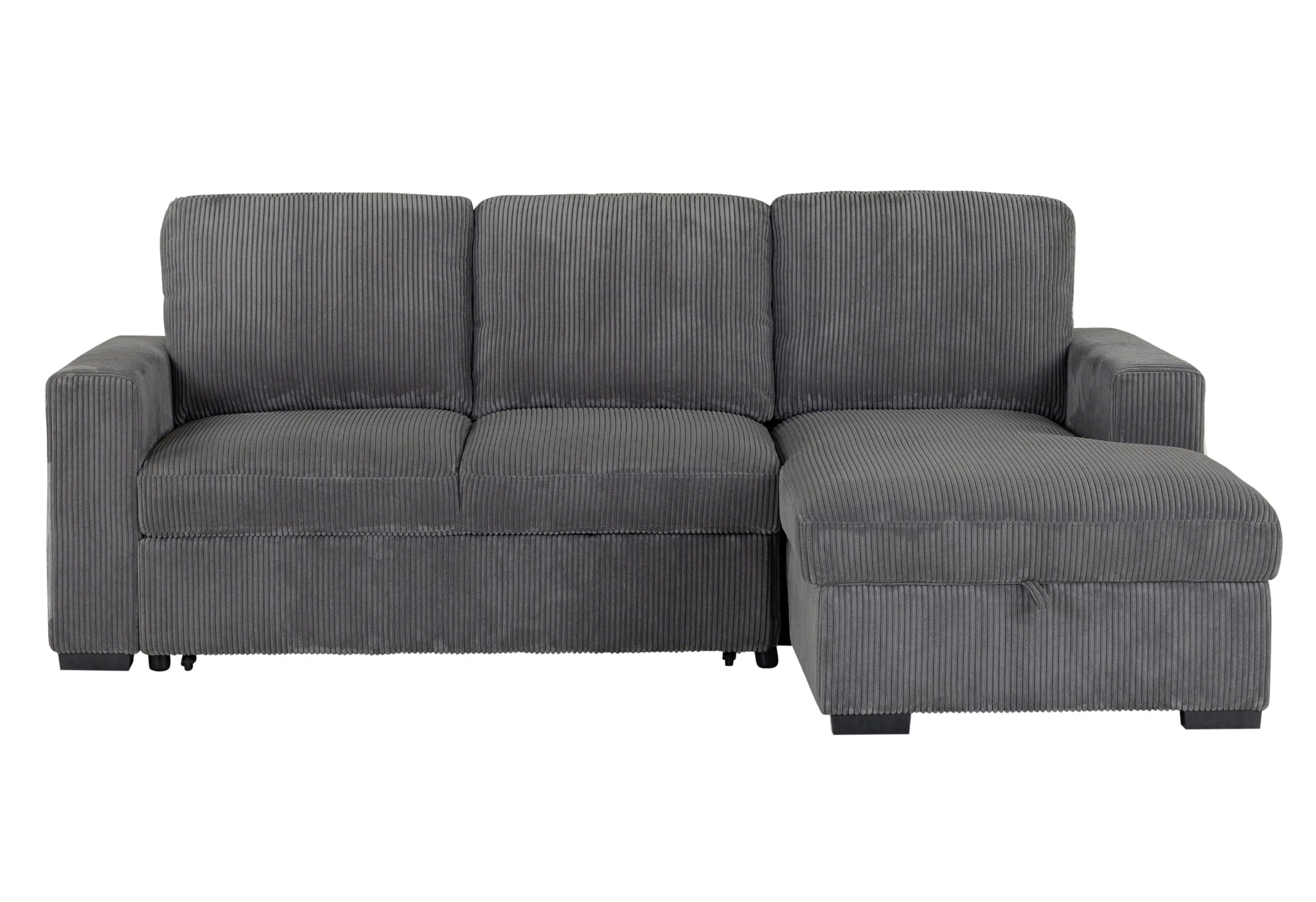 U2660 Grey L Sofa Bed Sectional Without Pullout