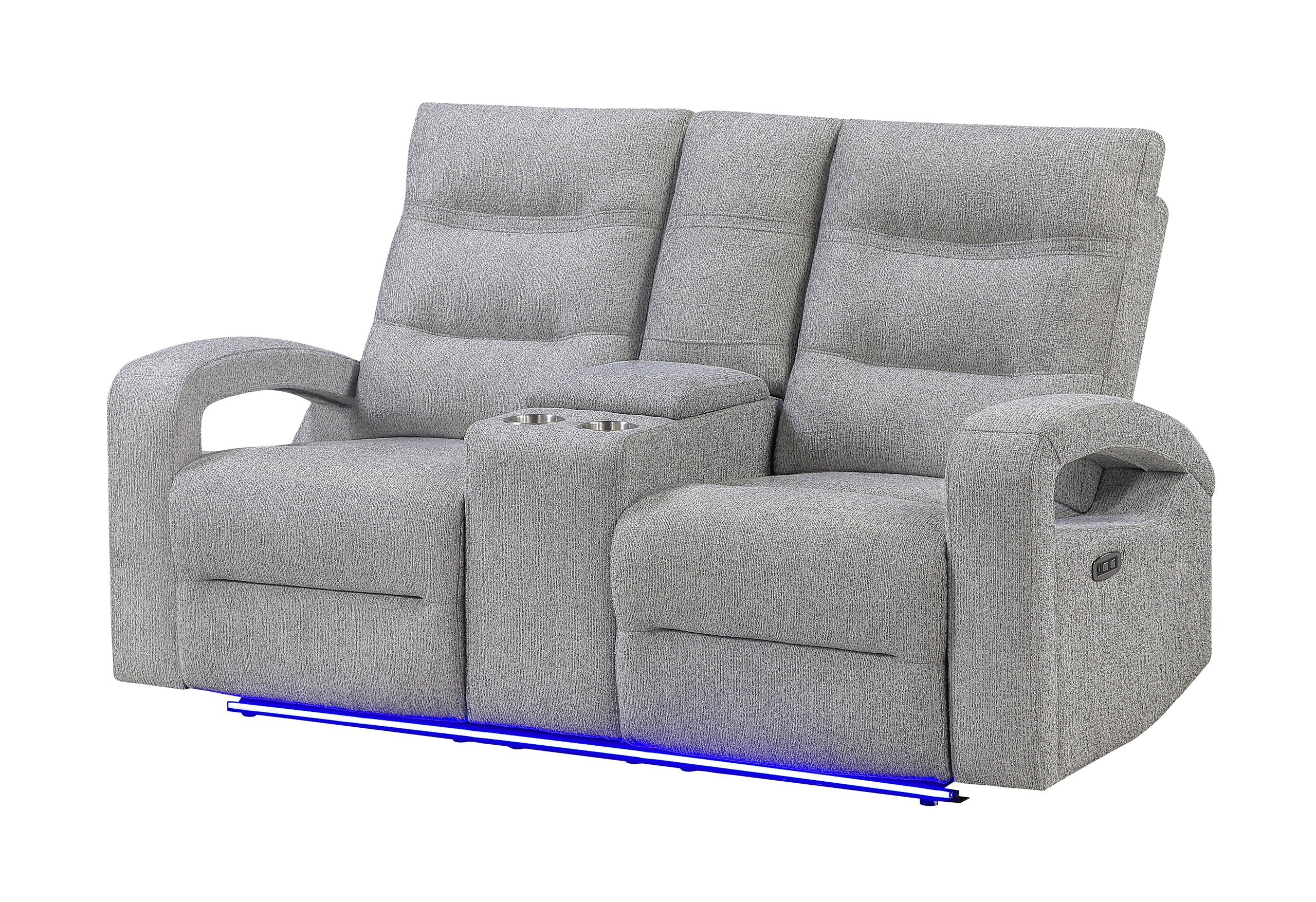 U6611 GREY 15 POWER CONSOLE RECLINING LOVESEAT WITH LED