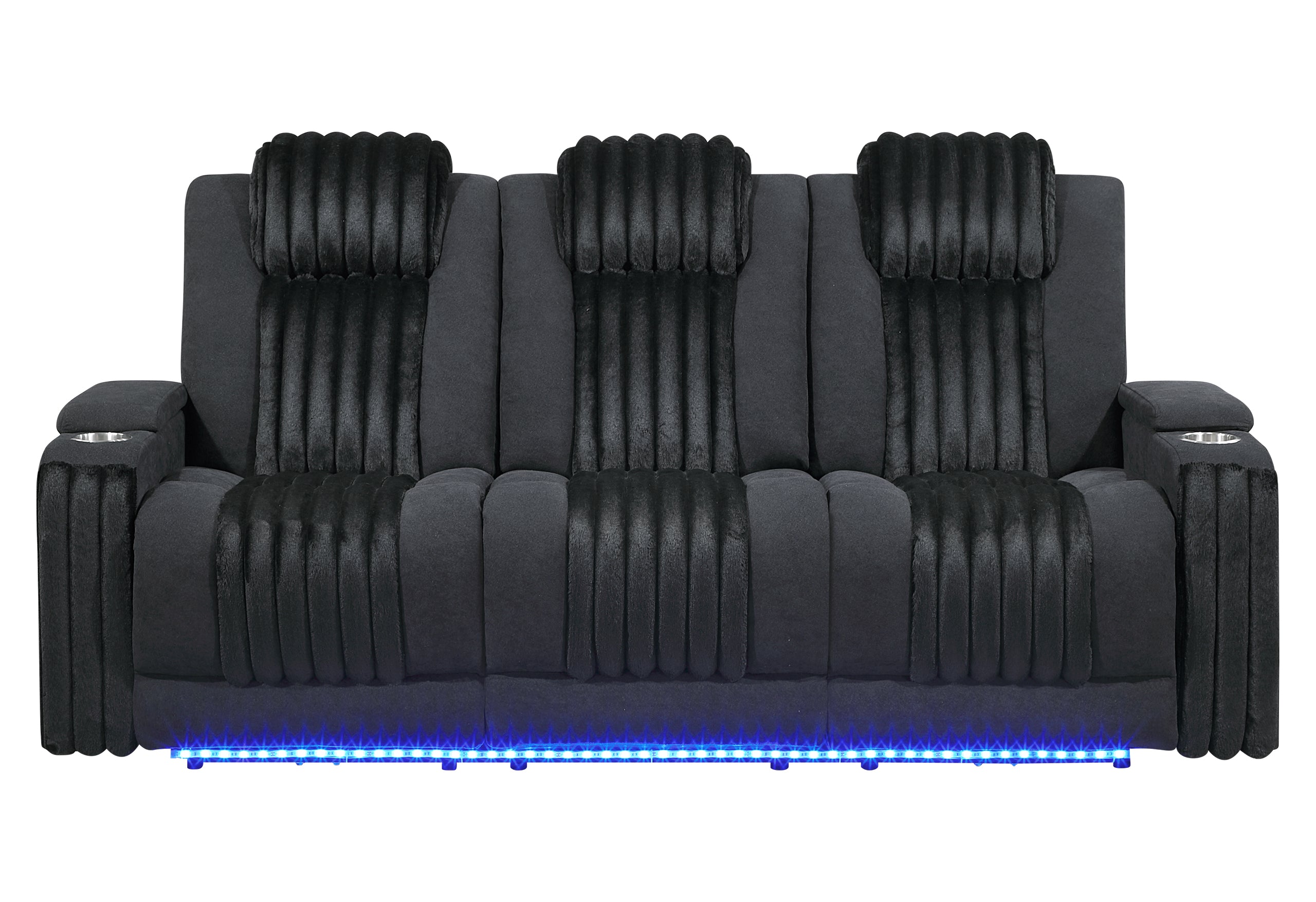 U8000 BLACK PWR REC SOFA W/PHR, DDT, READING LIGHT & LED LIGHT