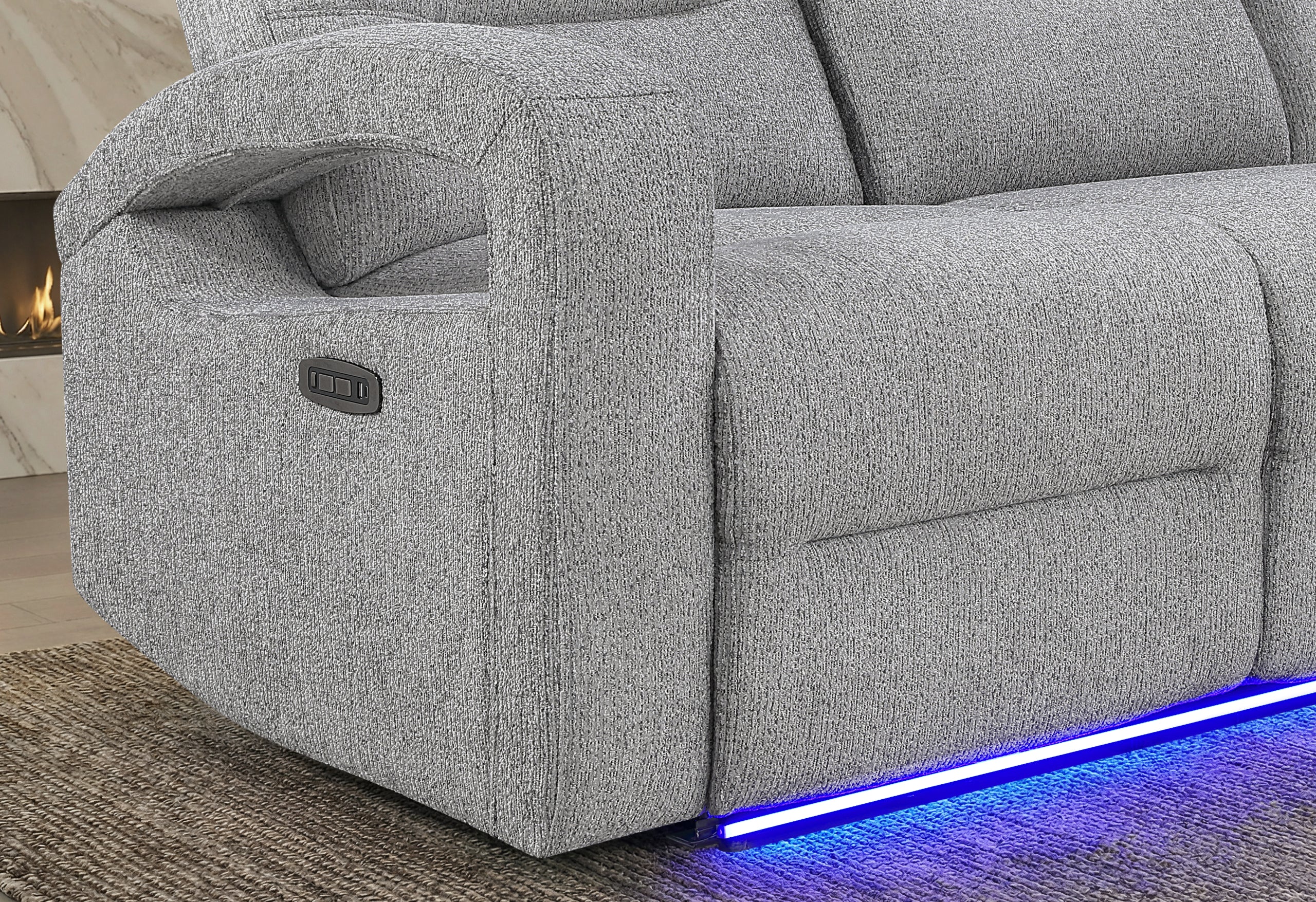 U6611 GREY 15 POWER RECLINING SOFA/POWER CONSOLE RECLINING LOVESEAT