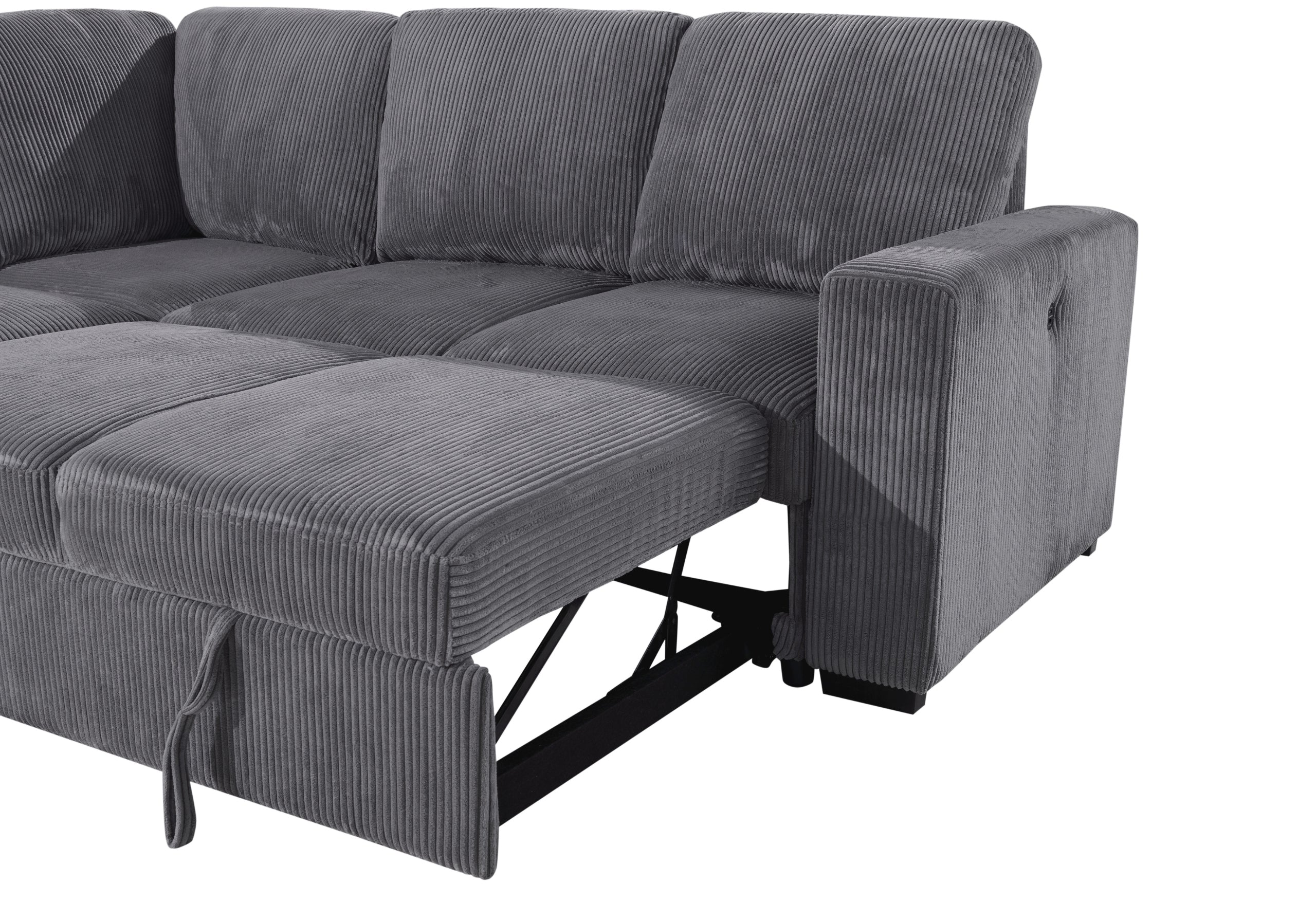 U2660 GREY SECTIONAL W/PULL OUT SOFA BED