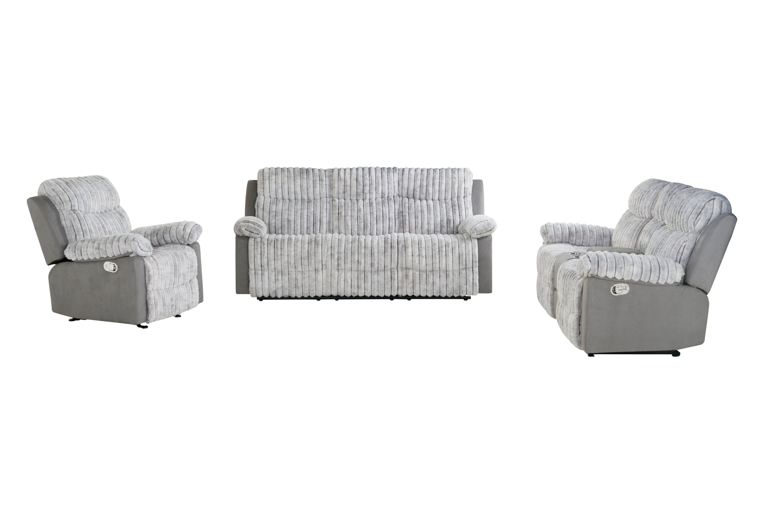 U6028 GREY RECLINING SOFA/CONSOLE RECLINING LOVESEAT/GLIDER RECLINER