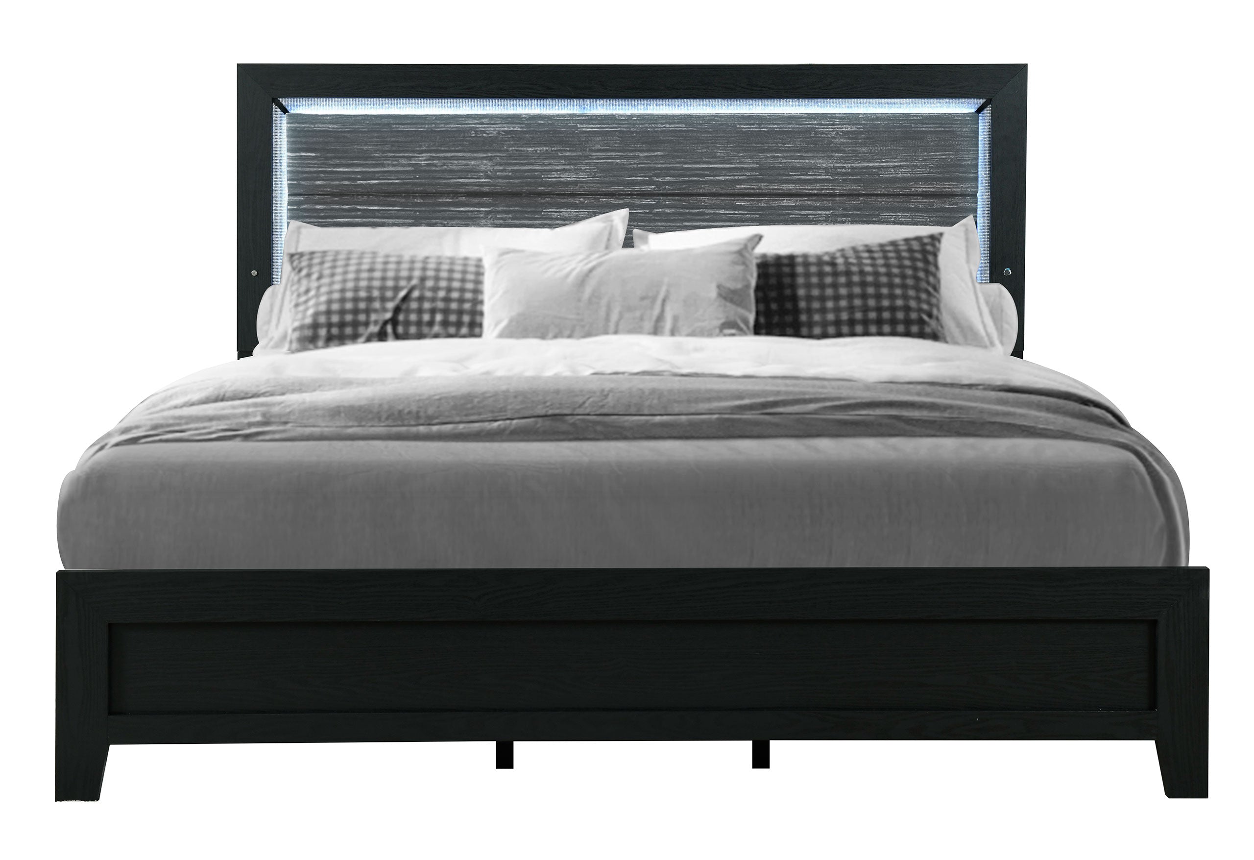REID BLACK KING BED GROUP WITH LED
