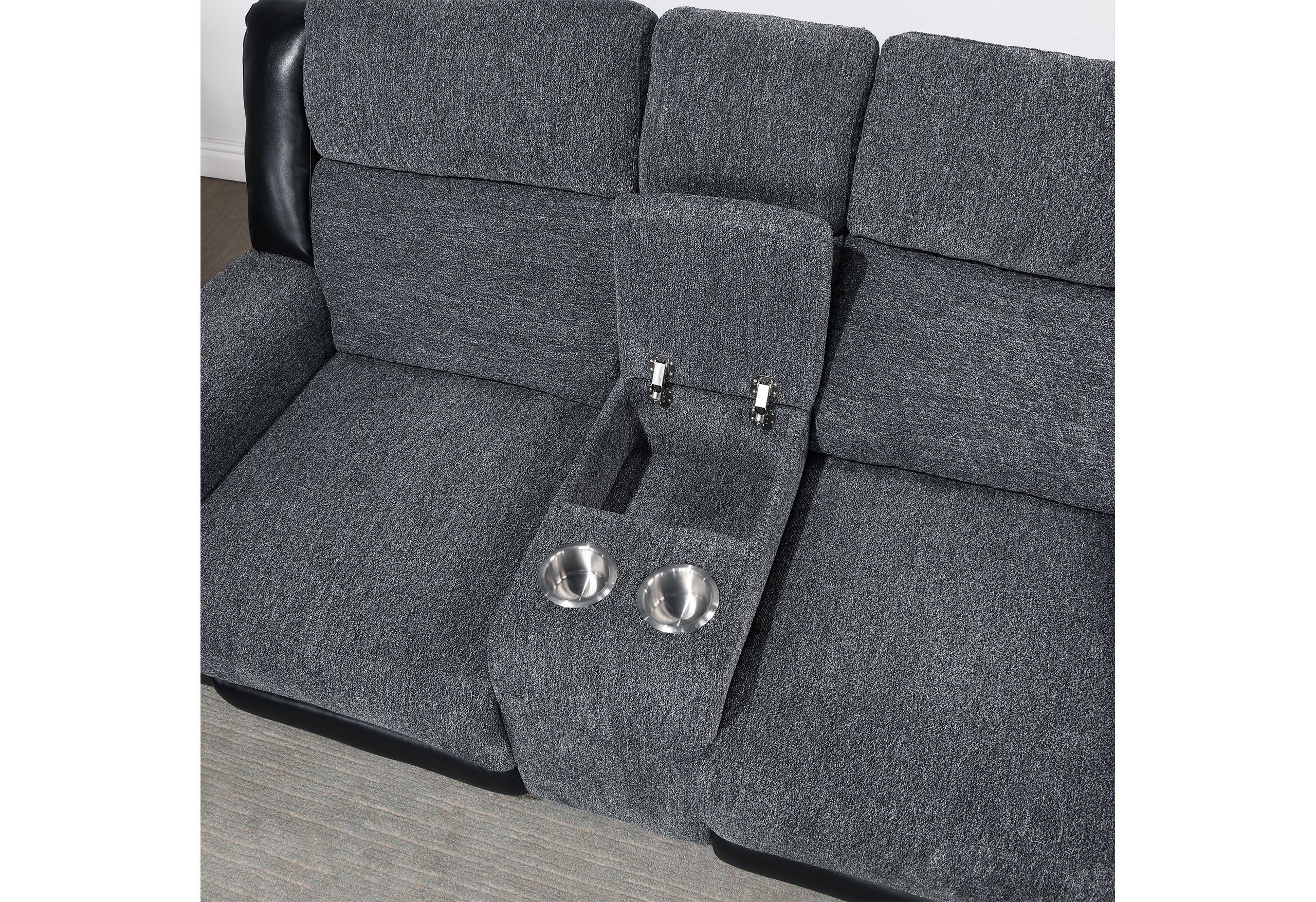 U5914/U5915 GREY/BLACK REC SOFA/CRLS W/IMMERSIVE SOUND & BLUE LED/REC