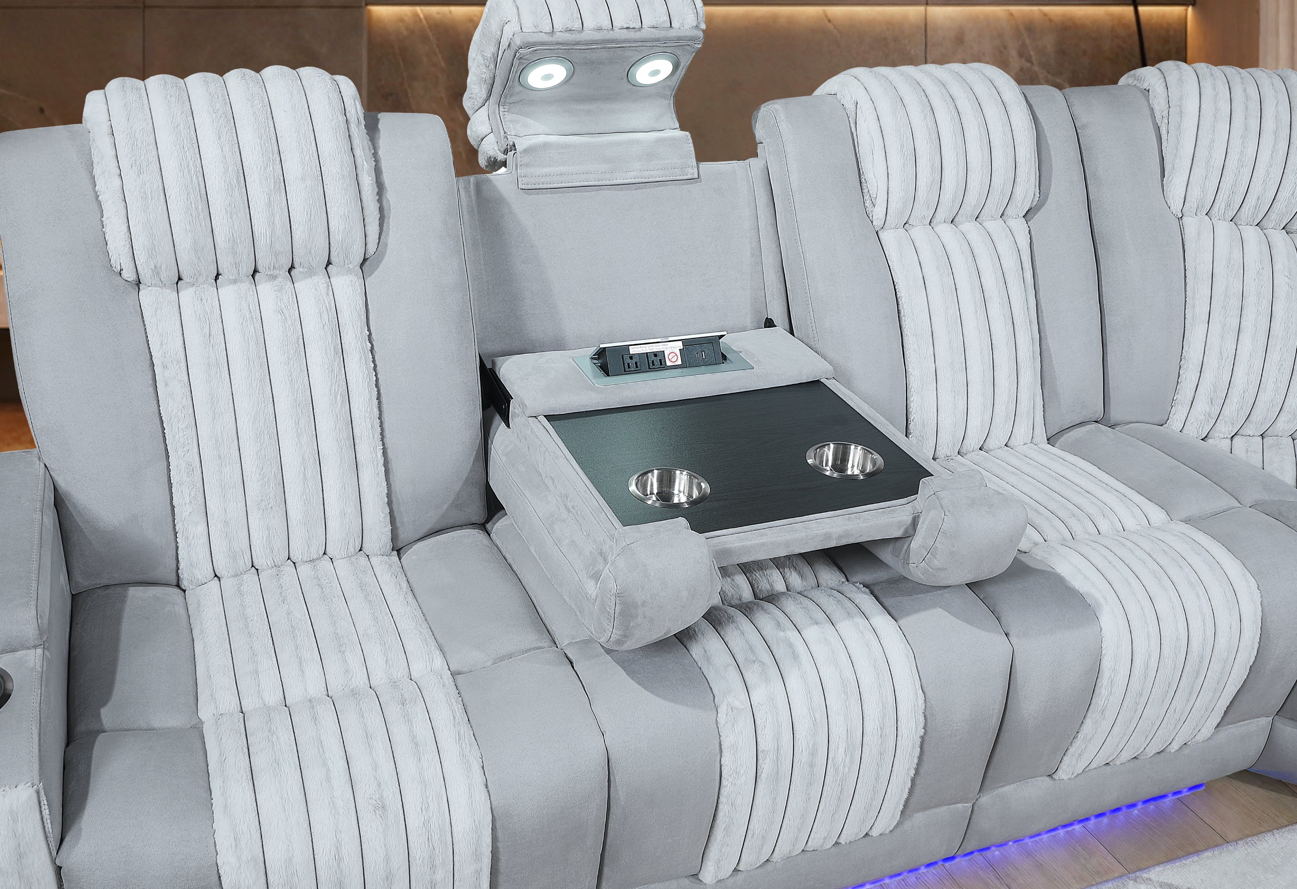 U8000 GREY P2 SECTIONAL WITH LED
