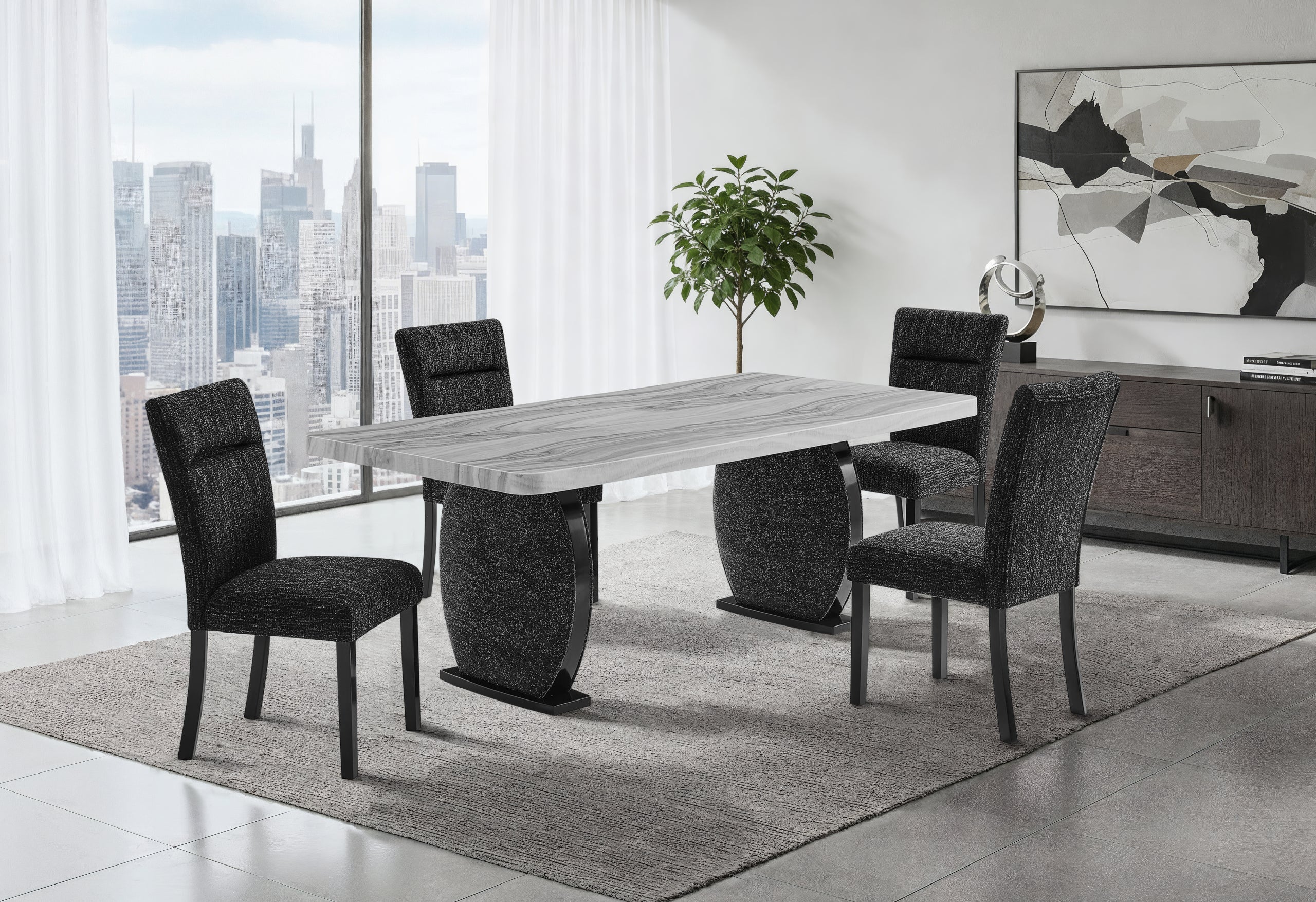 D2502 DINING TABLE AND 8 DINING CHAIRS