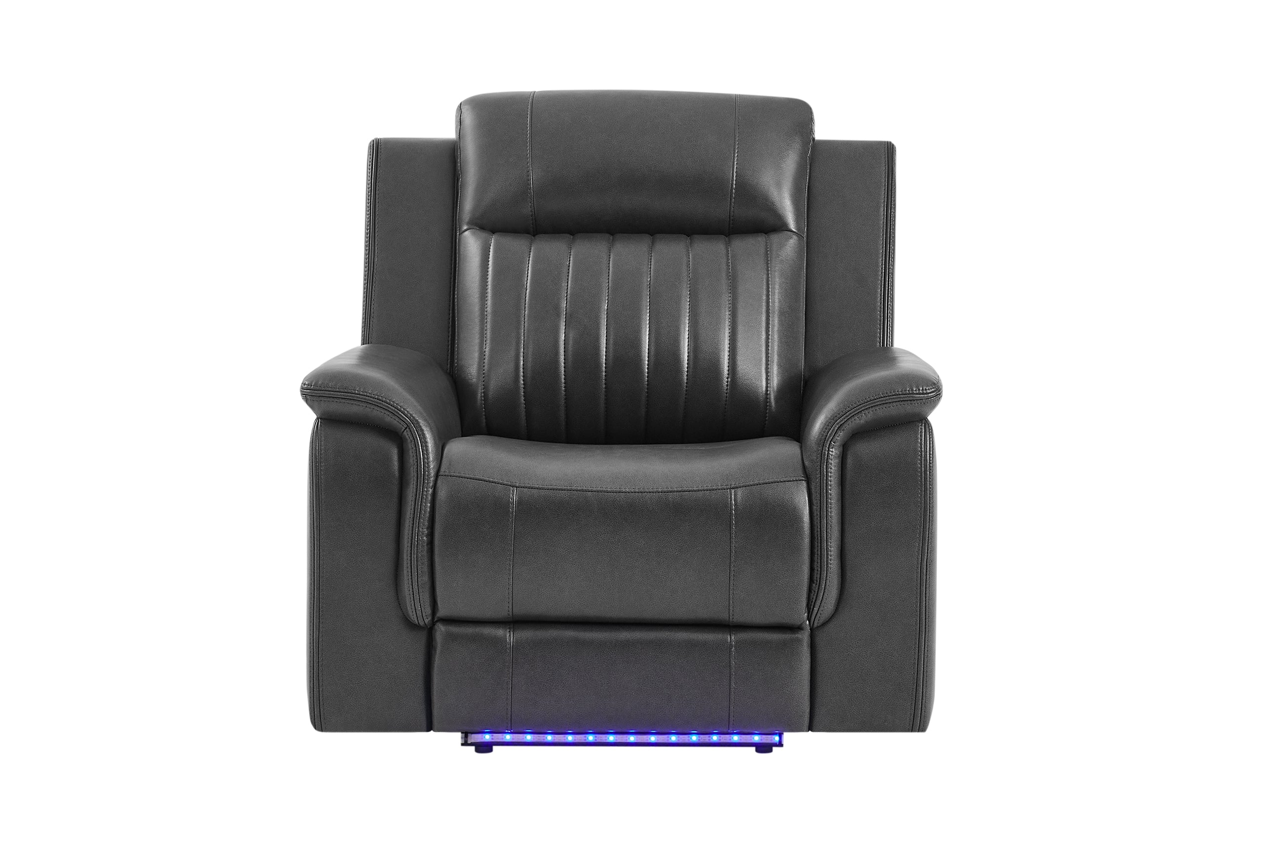 U8879 BLANCHE CHARCOAL WITH BLACK WELT POWER RECLINER WITH LED