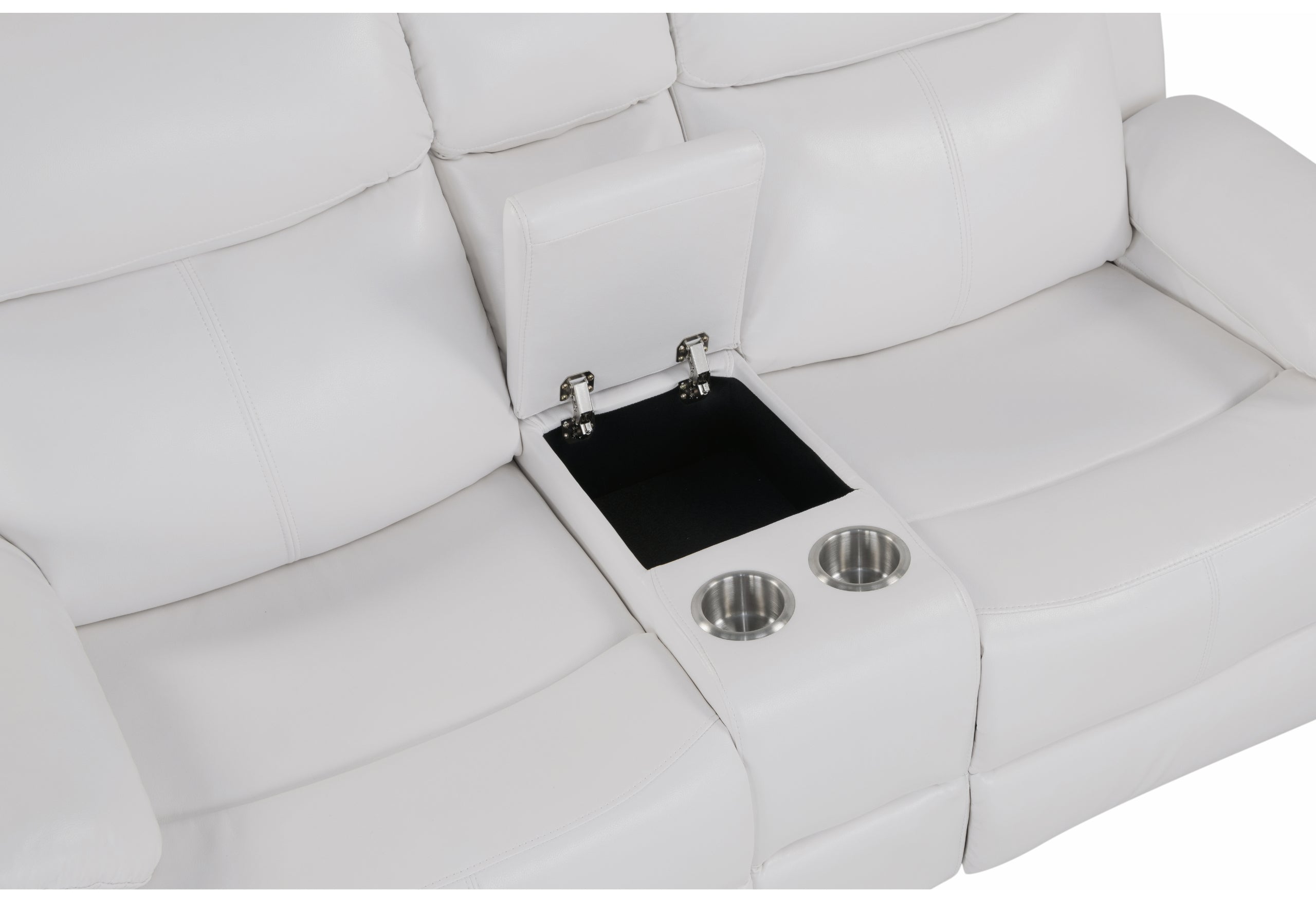 U6026 BLANCHE WHITE CONSOLE RECLINING LOVESEAT WITH LED AND SPEAKER