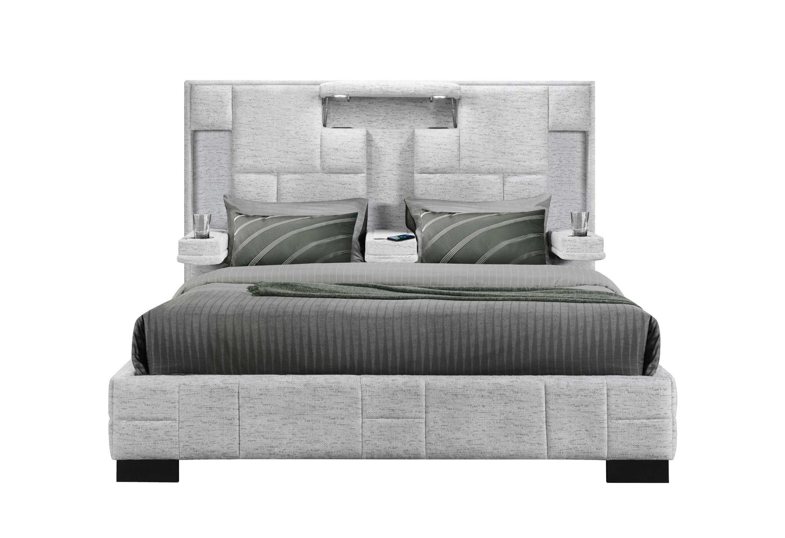 OSCAR GREY QUEEN BED NO WOOD TRIM