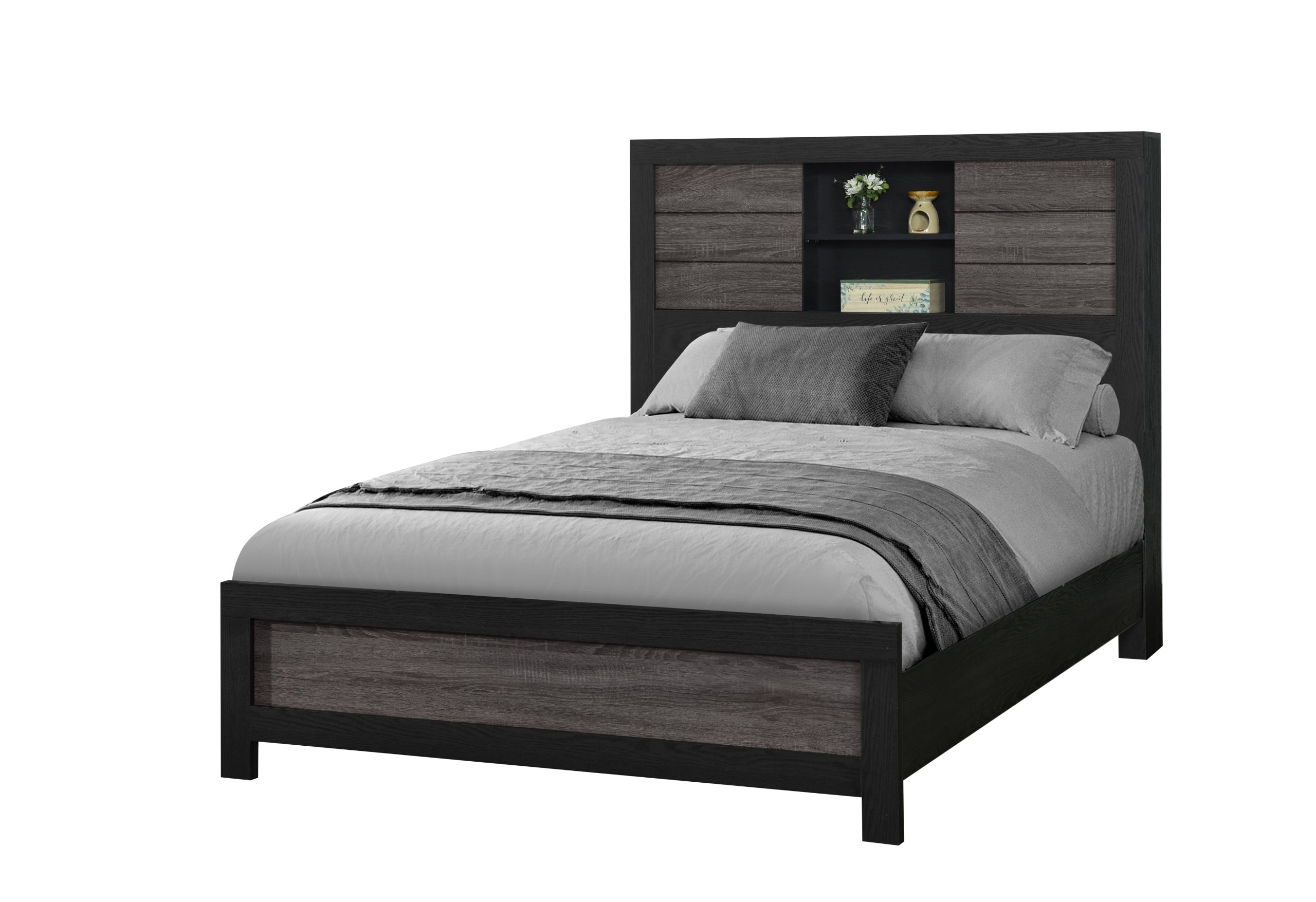 LISBON GREY/BLACK BOOKCASE FULL BED