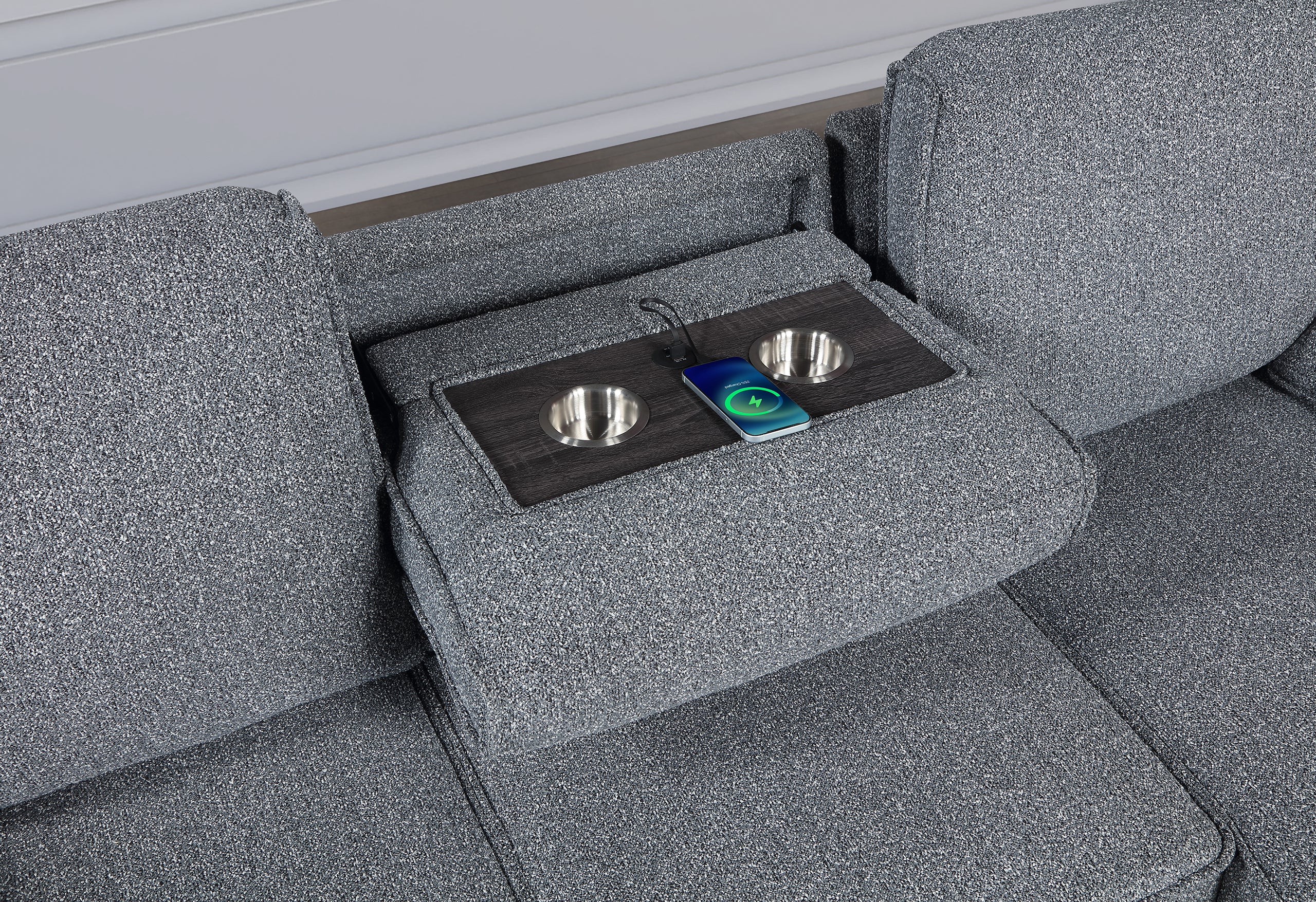U0808 DARK GREY REVERSIBLE SOFA BED