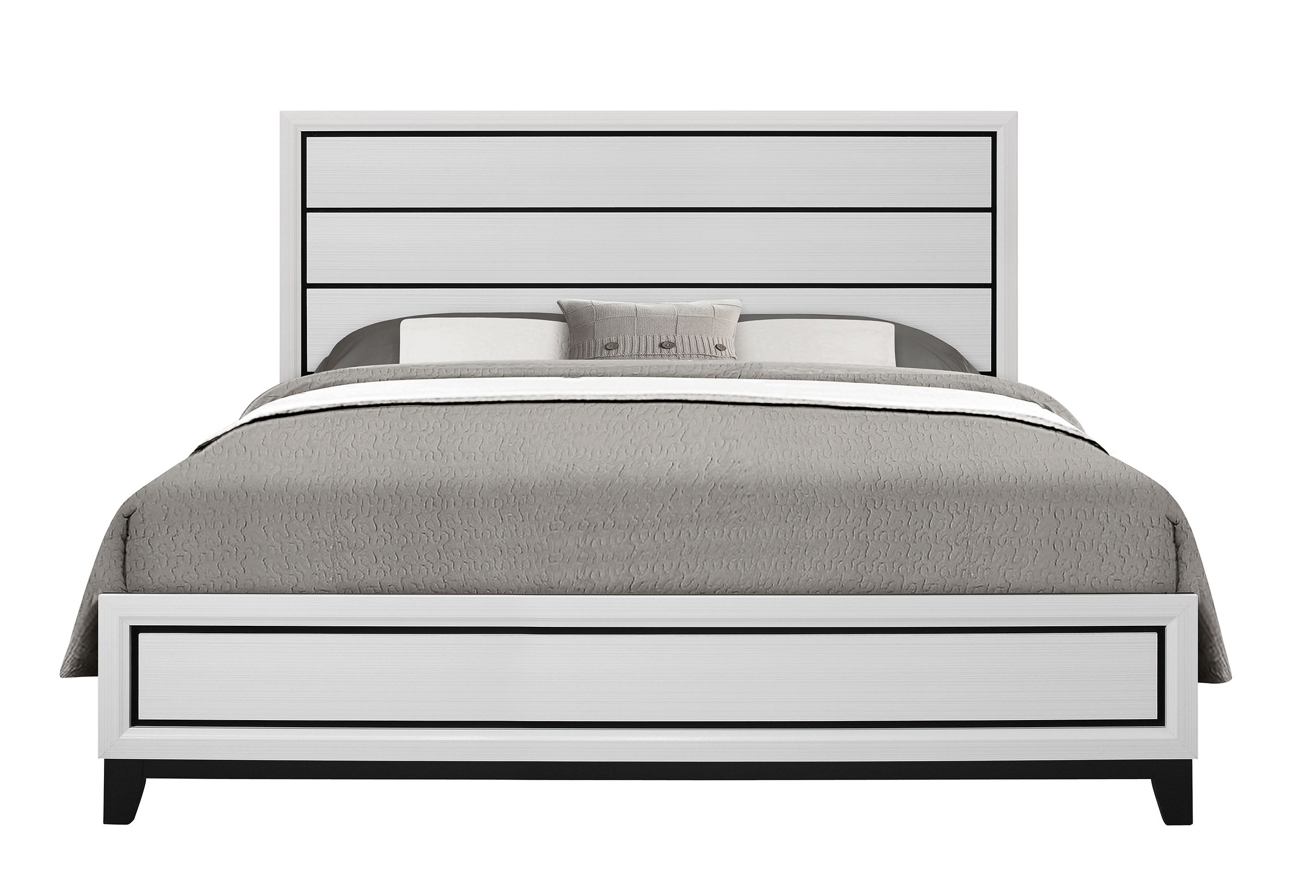 KATE WHITE KING BED, DRESSER, MIRROR AND NIGHTSTAND