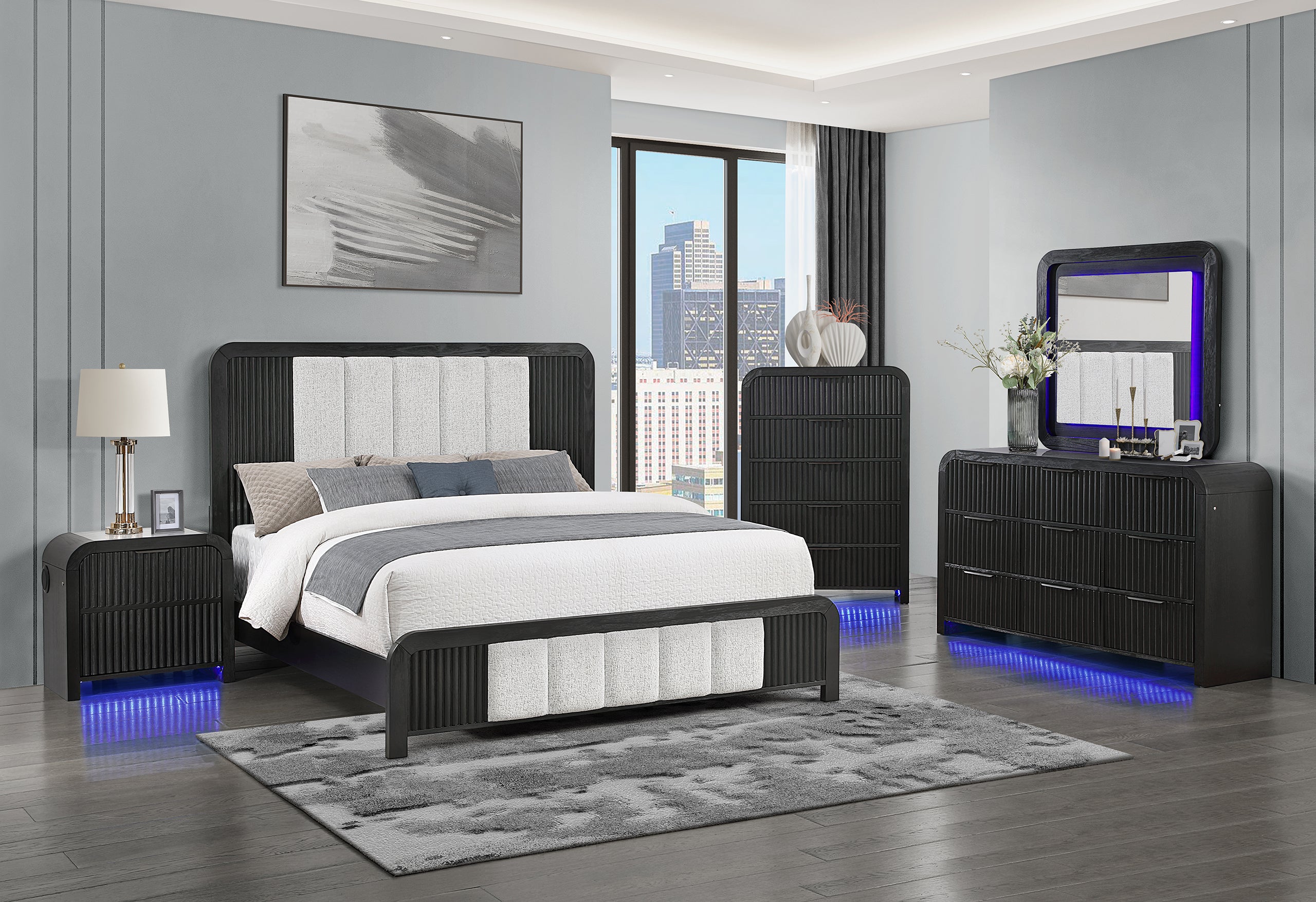 BECKETT WHT/BLK KING BED GROUP