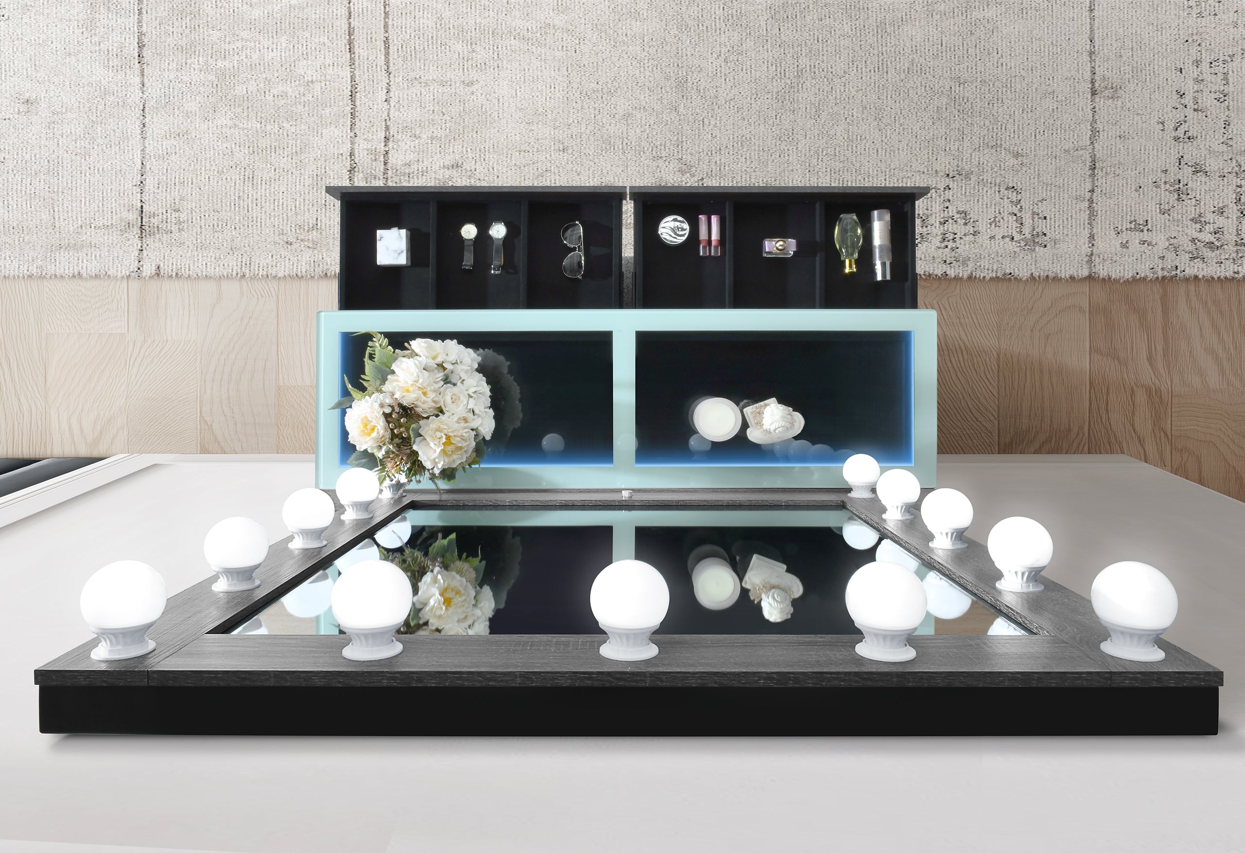 LEXI GREY VANITY SET WITH STOOL