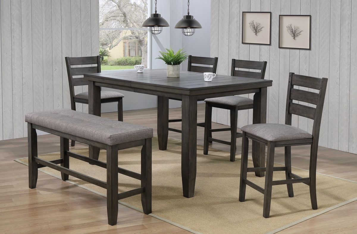 Crown Mark Bardstown Counter Height Bench in Gray